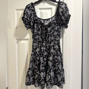 Floral Black and White Dress